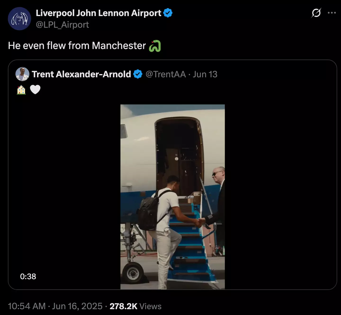 The original post with a snake emoji (X)