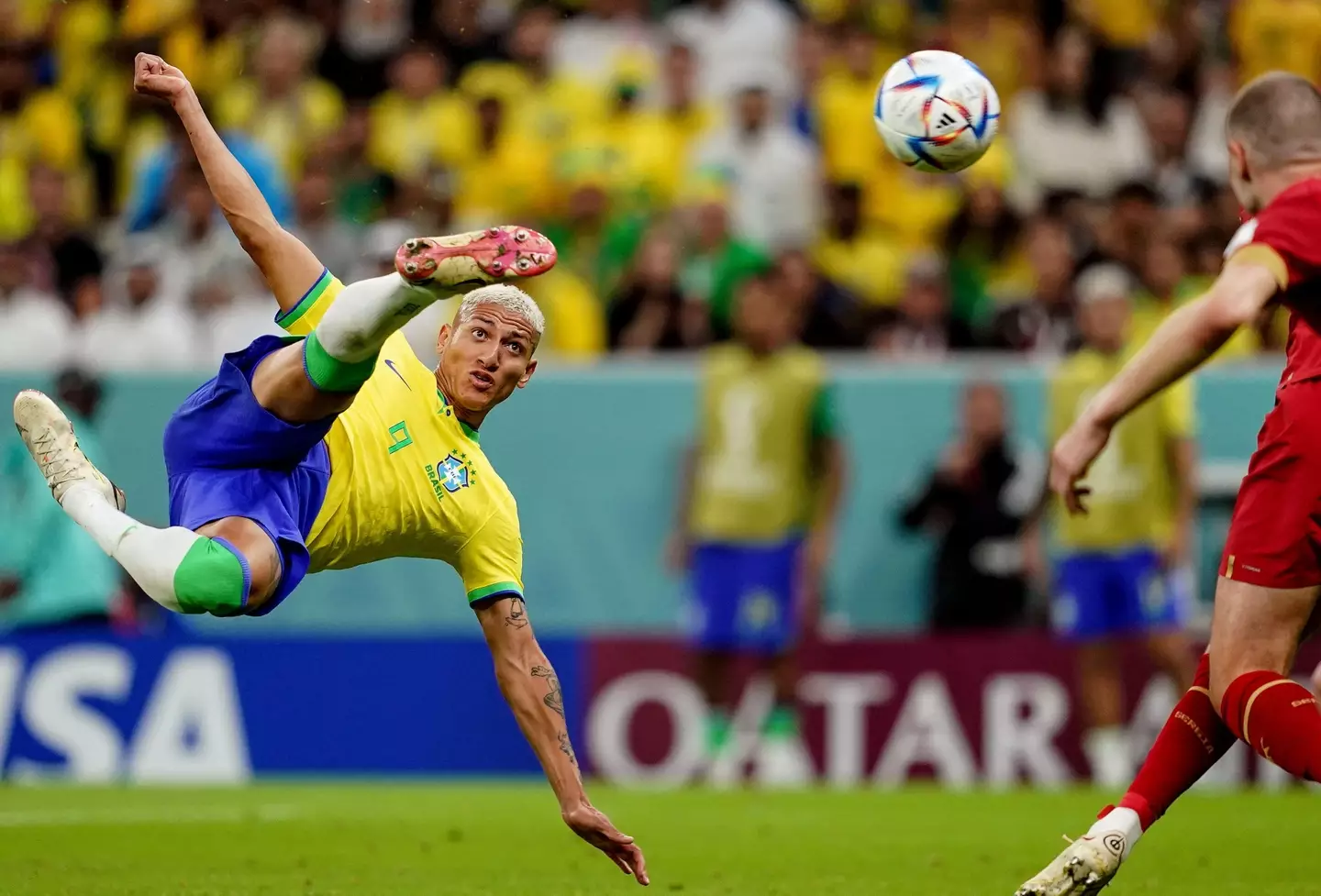 Richarlison scoring his sublime goal vs Switzerland. Image: Alamy