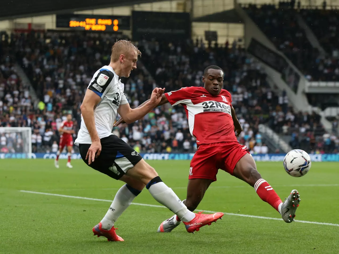 Bola playing against Derby County last week. Image: PA 