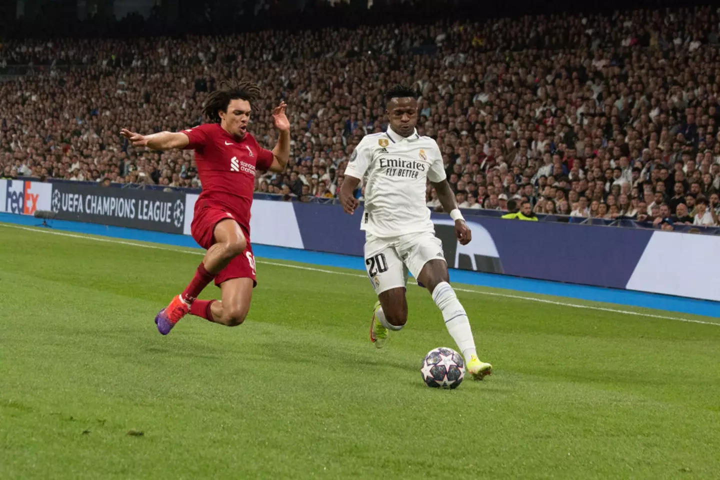 Trent Alexander-Arnold in action against Real Madrid's Vinicius Junior - Getty