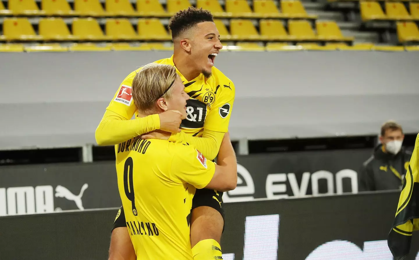 Jadon Sancho with Erling Haaland at Borussia Dortmund |