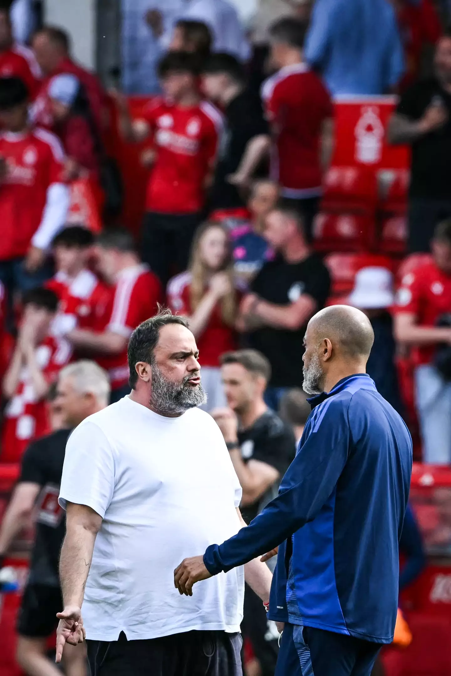 Evangelos Marinakis and Nuno Espirito Santo at full time (credit: getty)