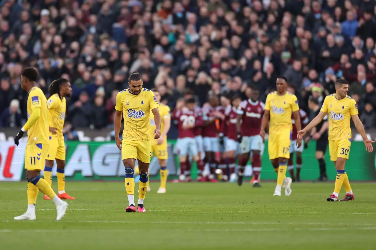 Everton's players during the West Ham game. (Image