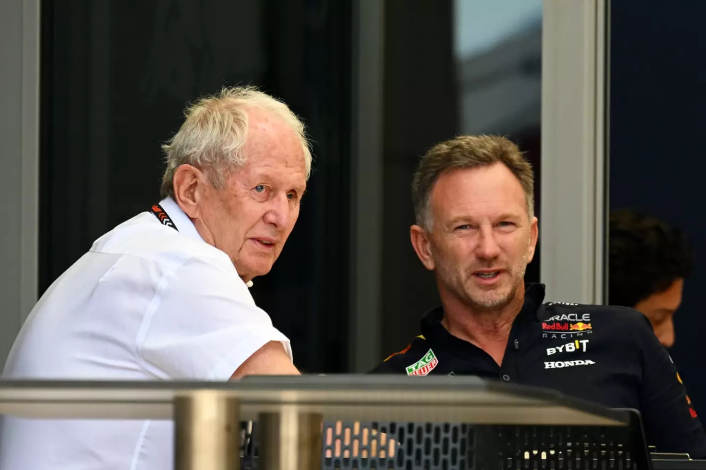 Red Bull advisor Helmut Marko and team principal Christian Horner pictured at the Bahrain Grand Prix (