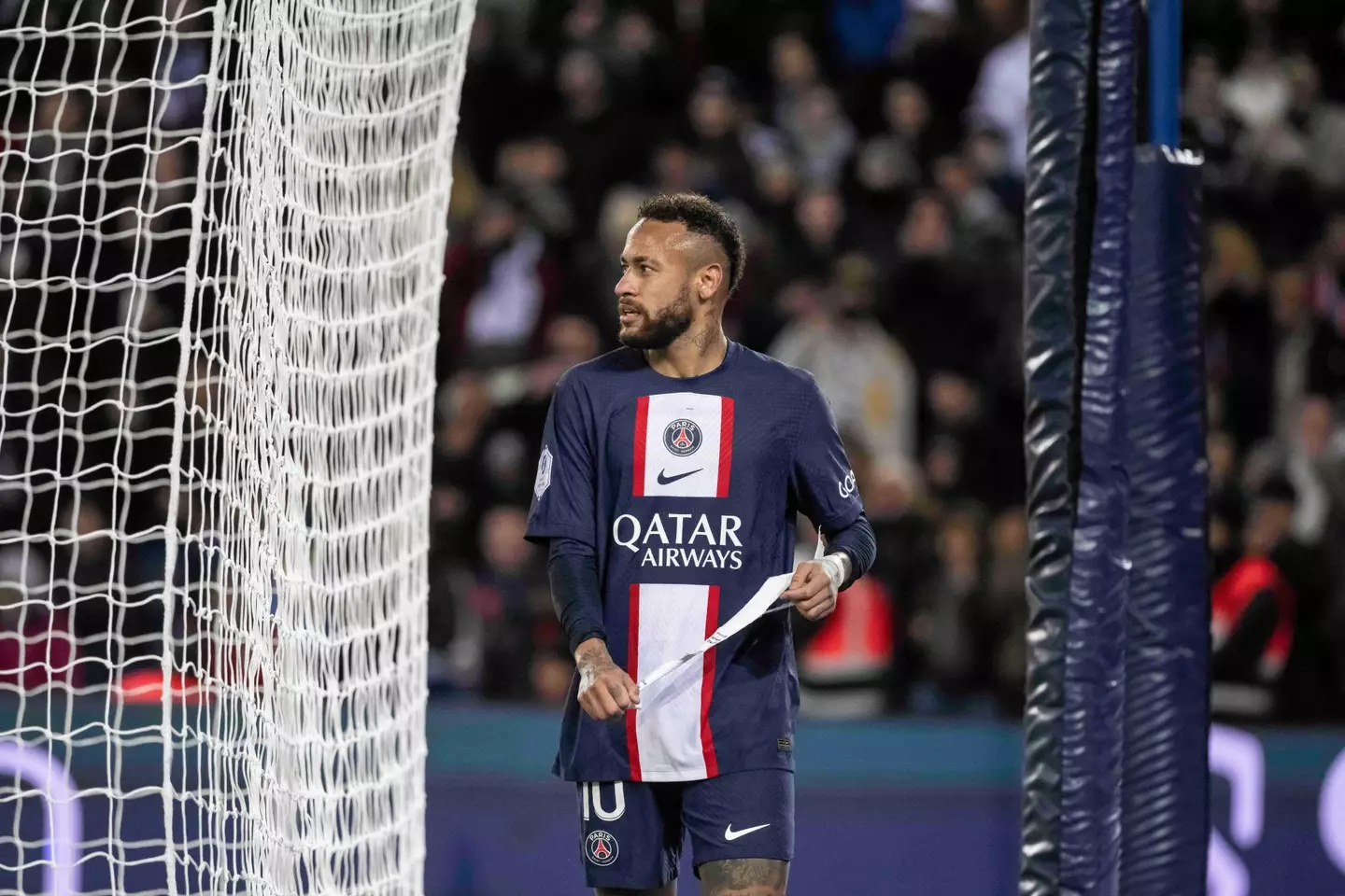 Neymar making his way off the pitch. (Image