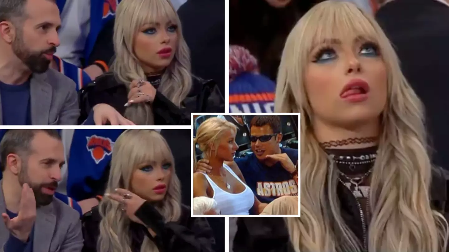 WWE wrestler goes viral for hilarious expressions while ignoring guy sitting next to her at basketball game