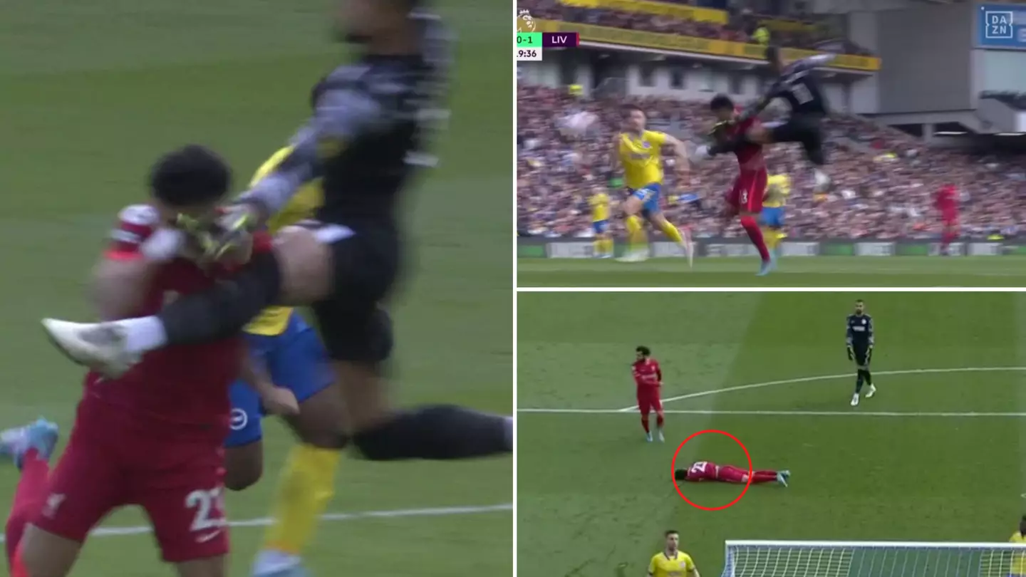 Brighton Goalkeeper Robert Sanchez Avoids A Booking After Wiping Out Liverpool's Luis Diaz With SHOCKING Challenge