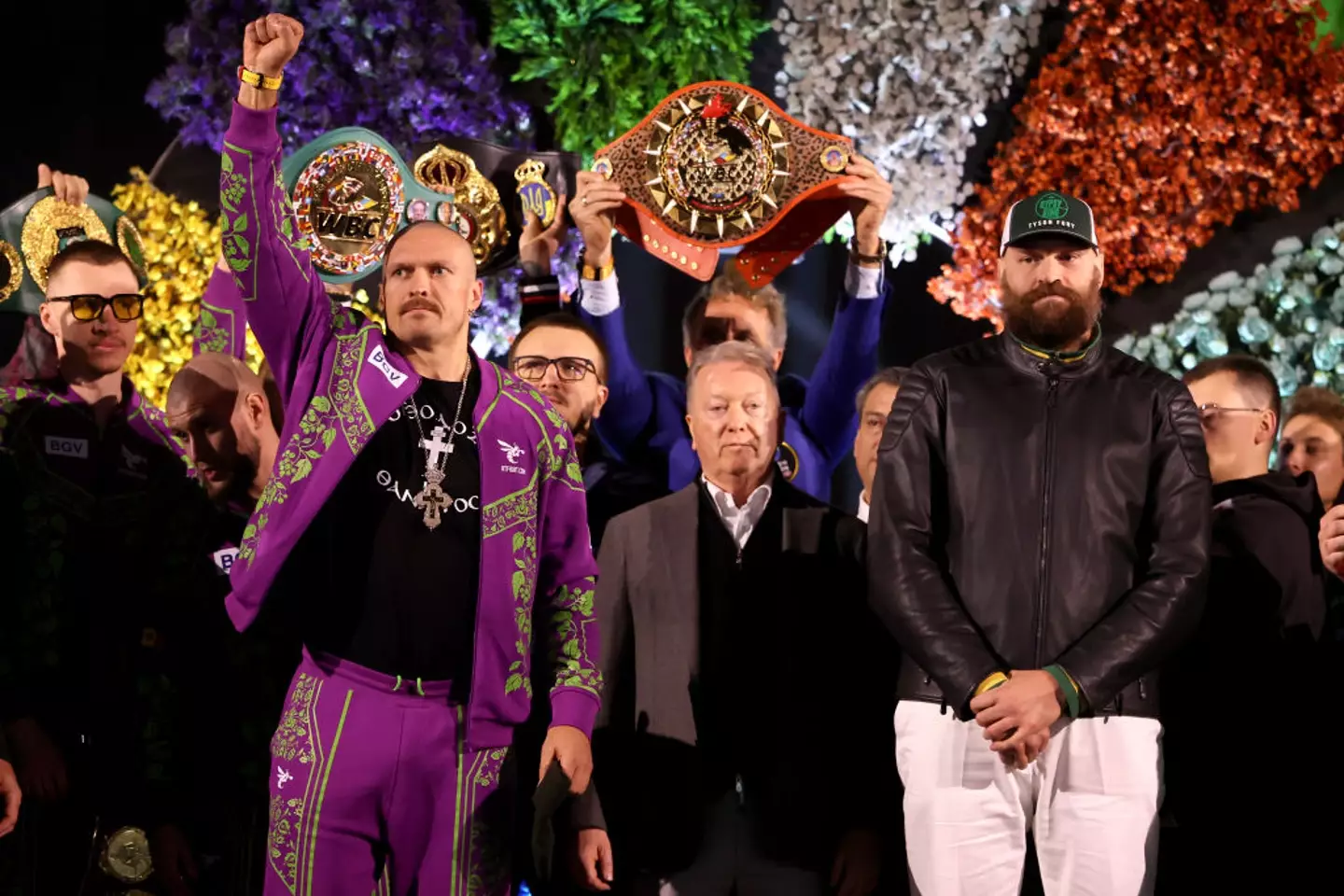 Tyson Fury and Oleksandr Usyk ahead of their heavyweight bout. Image credit: Getty