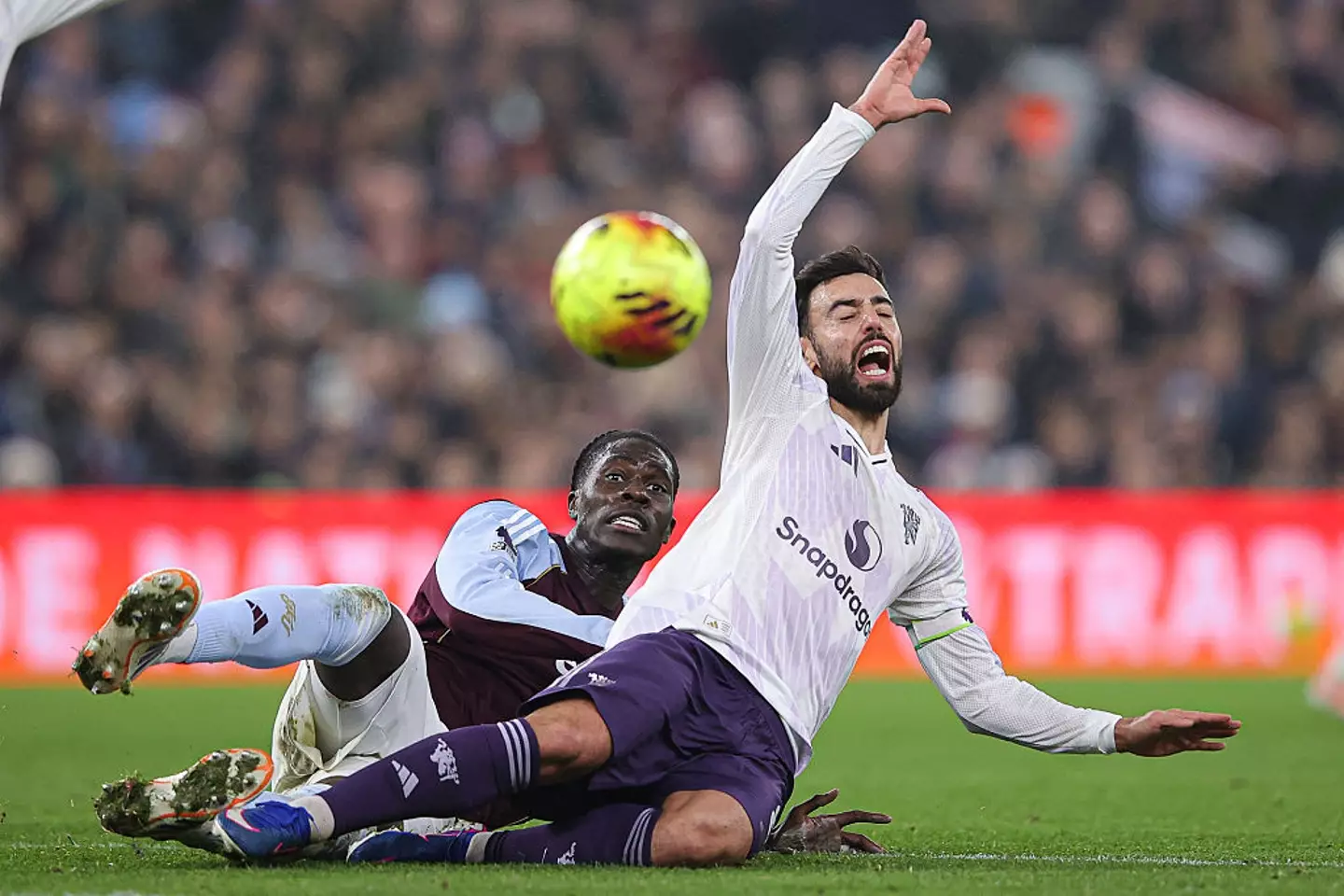 Bruno Fernandes went off injured against Aston Villa (Credit:Getty)