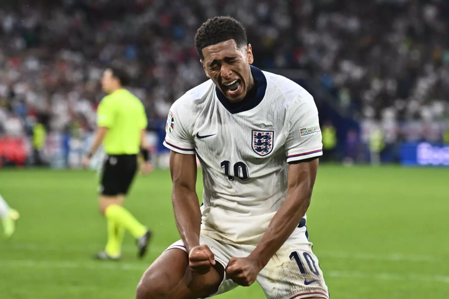 Bellingham made the gesture in England's win over Slovakia (Image: Getty)