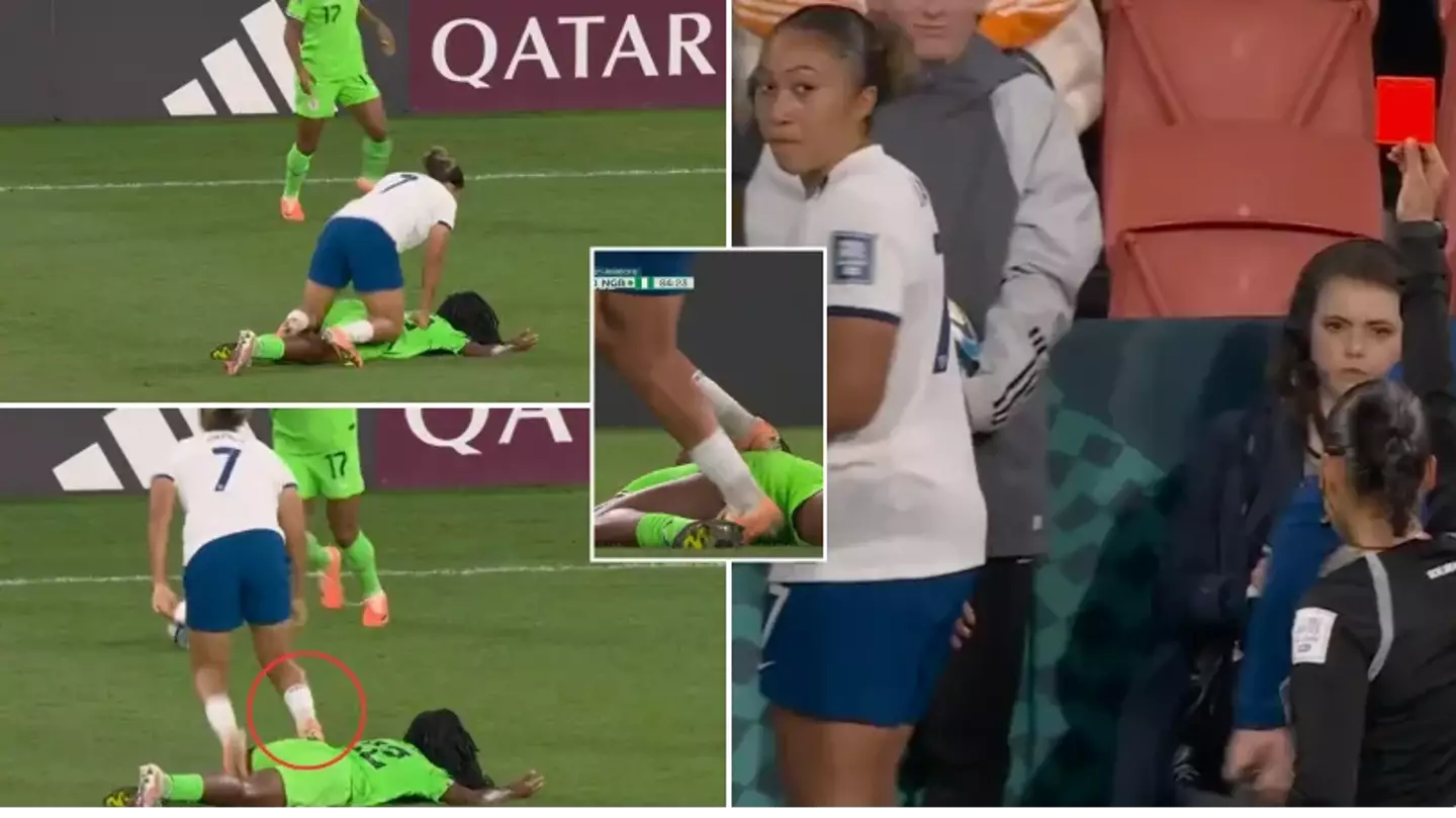 Lauren James handed straight red card for stamping on Nigeria's Michelle Alozie