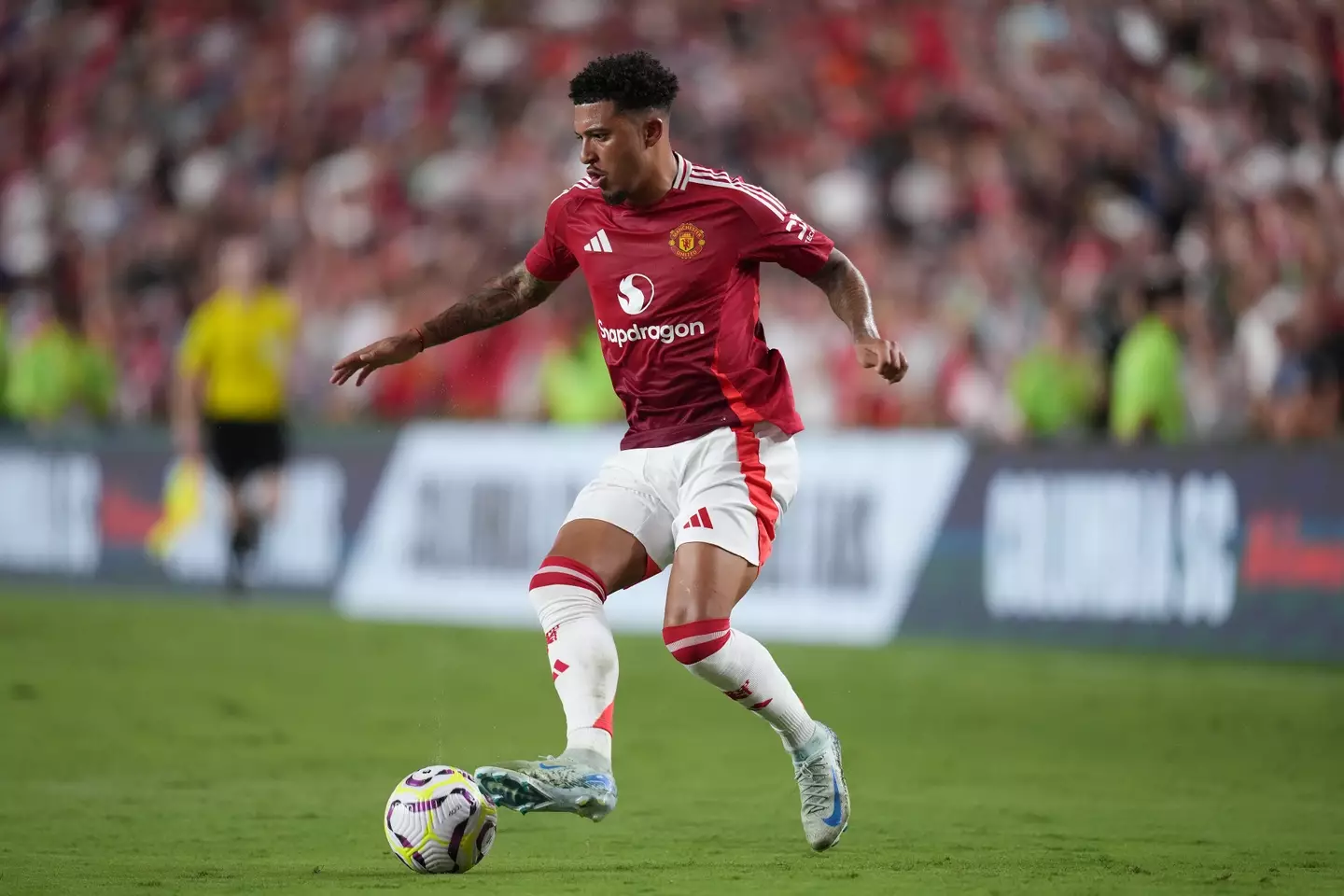 Jadon Sancho in pre-season action for Manchester United. Image: Getty