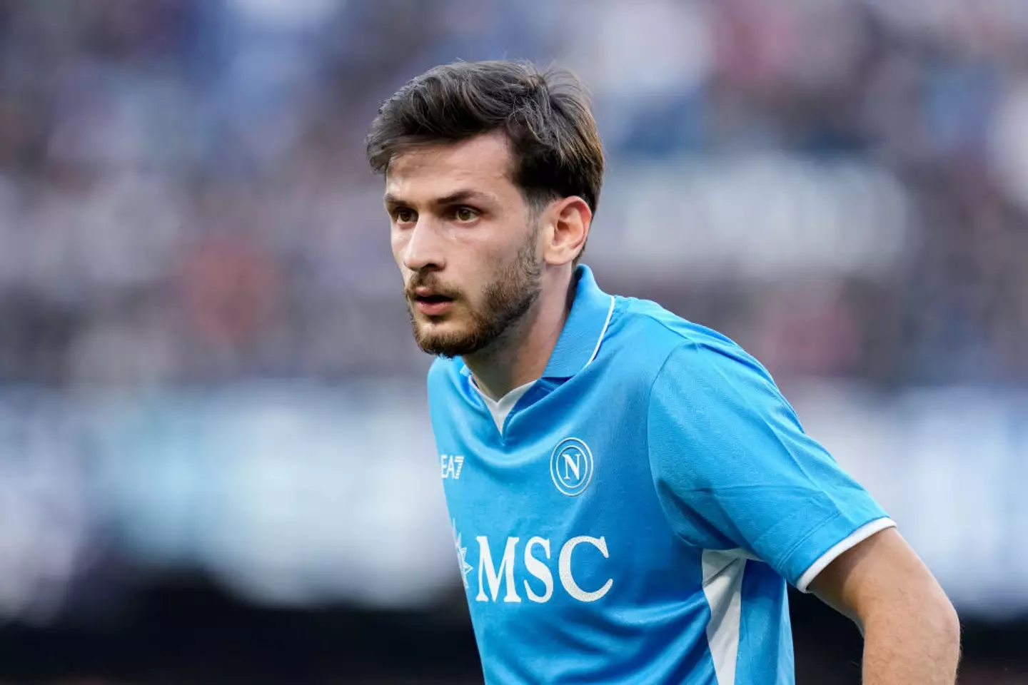 Khvicha Kvaratskhelia could be set to leave Napoli this month. (Image: Getty)