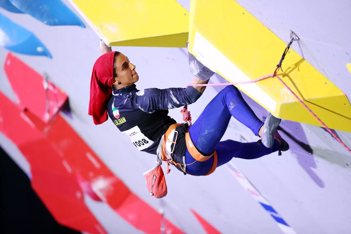Rekabi climbing in the 2019 World Championships. Image: Alamy