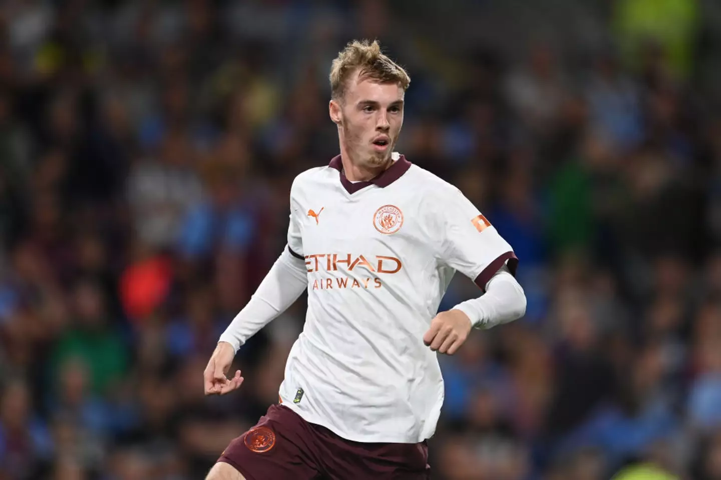 Cole Palmer in action for Manchester City against Burnley in August (