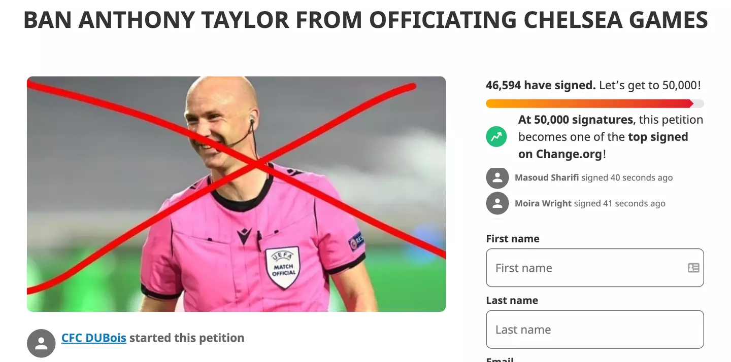 The petition against Taylor. Image: Change.org