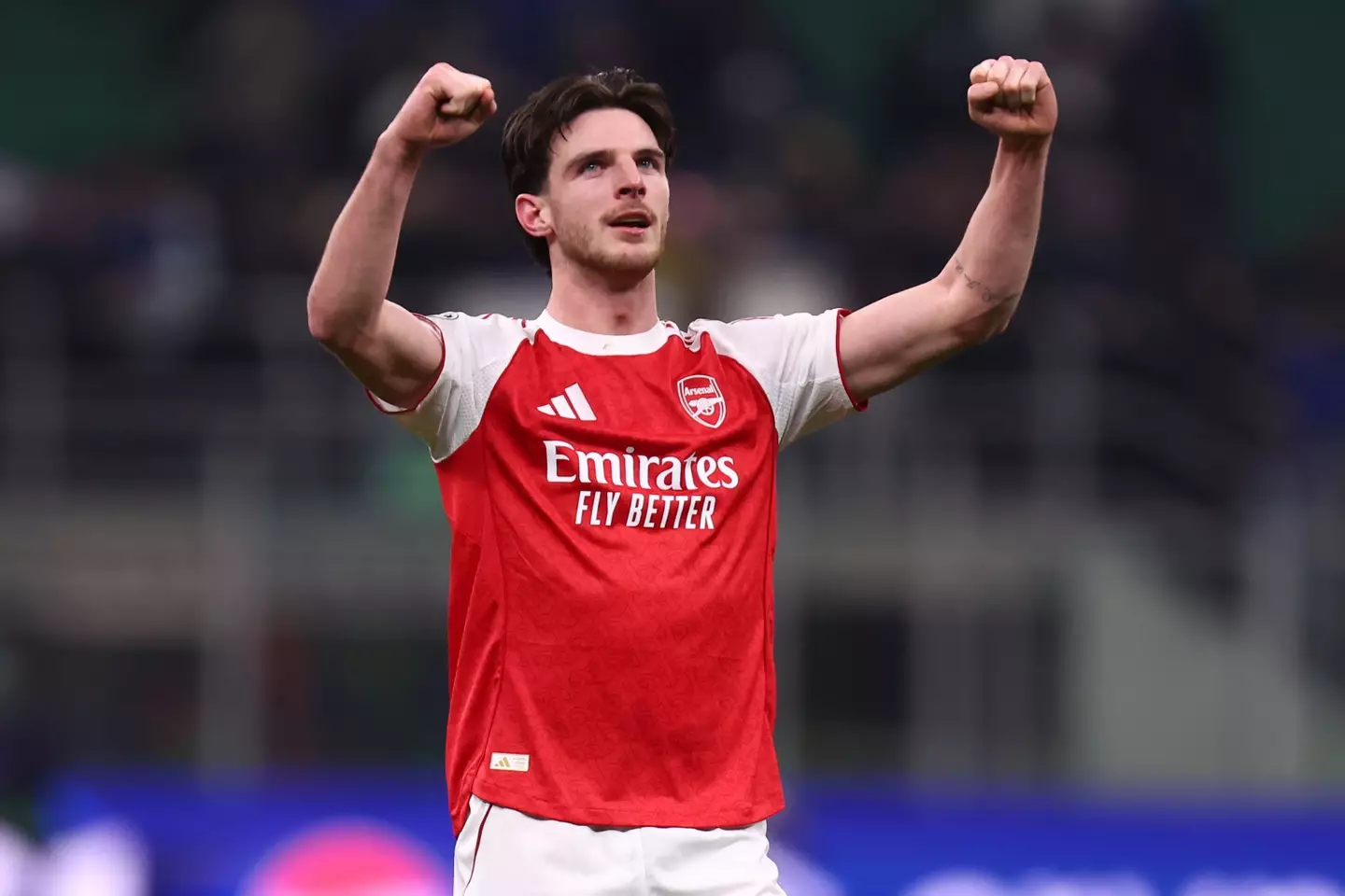 Declan Rice celebrates Arsenal's win over Inter Milan. Image: Getty