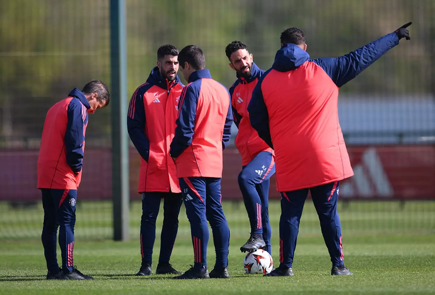 Ruben Amorim and his coaches in Man United training (Credit:Getty)