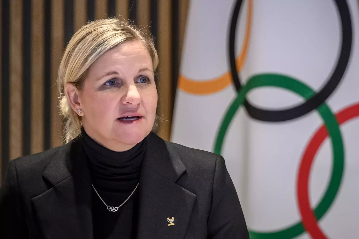 IOC president Kirsty Coventry pictured during the opening of an IOC executive commission meeting. Image credit: Getty