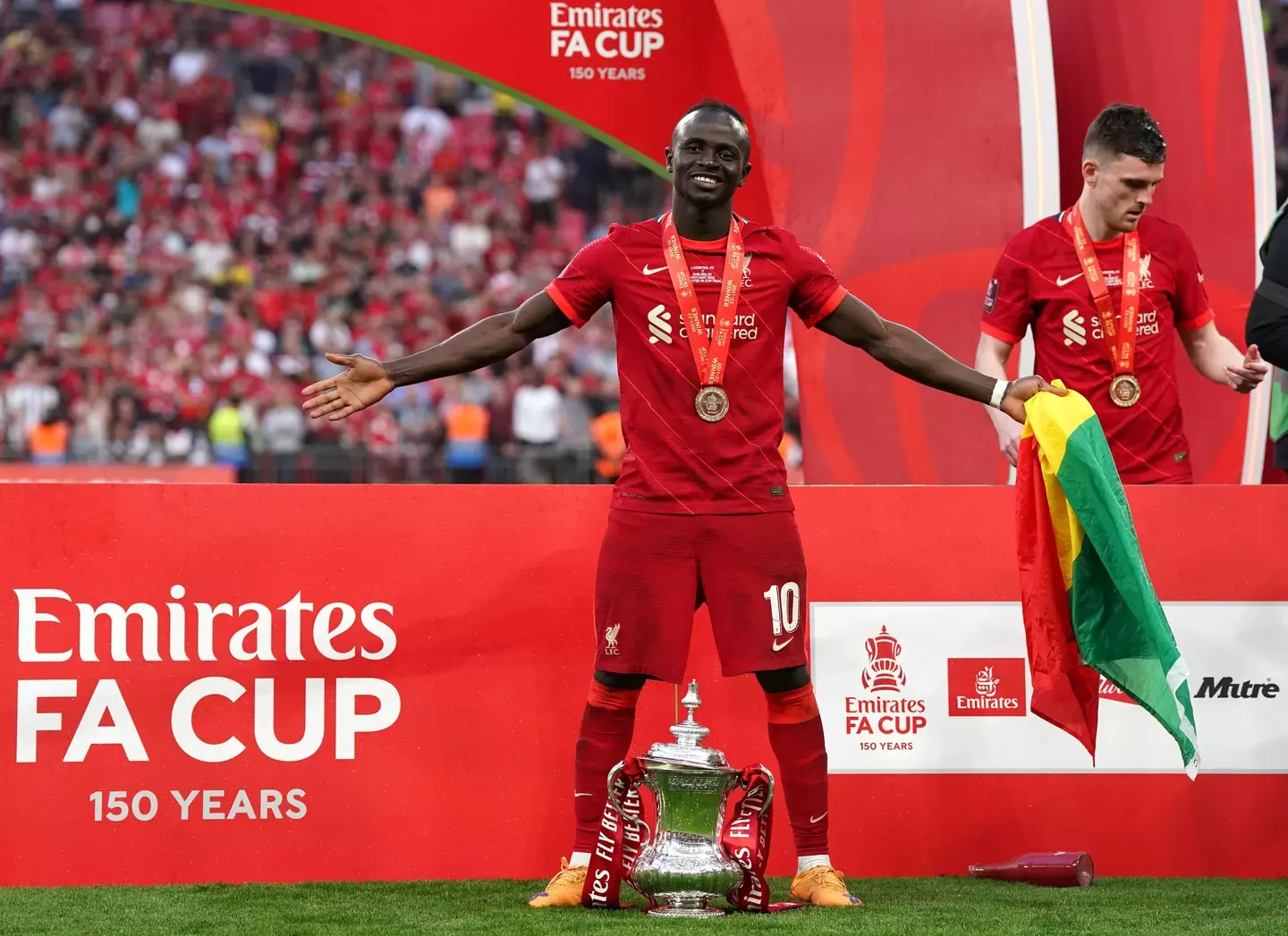 Sadio Mane with the FA Cup. Image