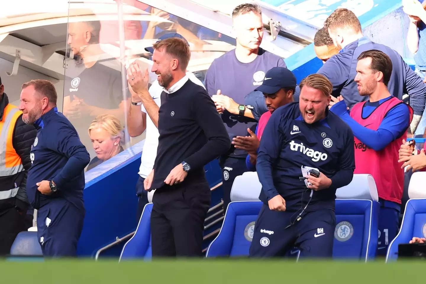 Graham Potter celebrating Kai Havertz's opening goal against Wolves. (Alamy)