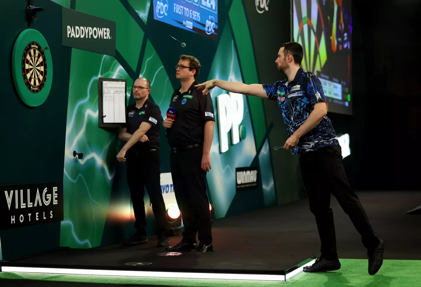 Luke Littler in action at the World Darts Championship. Image: Getty 