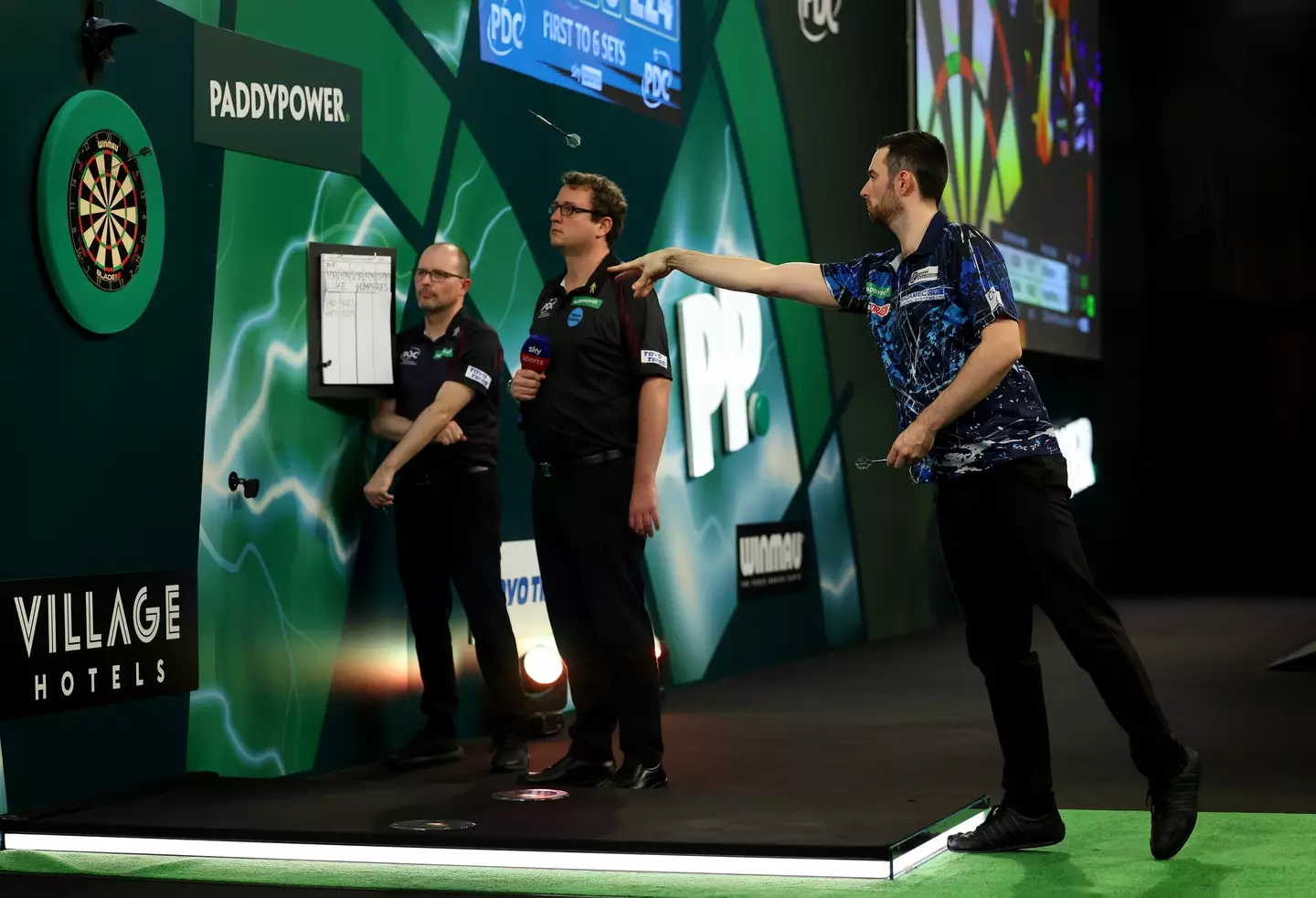 Luke Littler in action at the World Darts Championship. Image: Getty