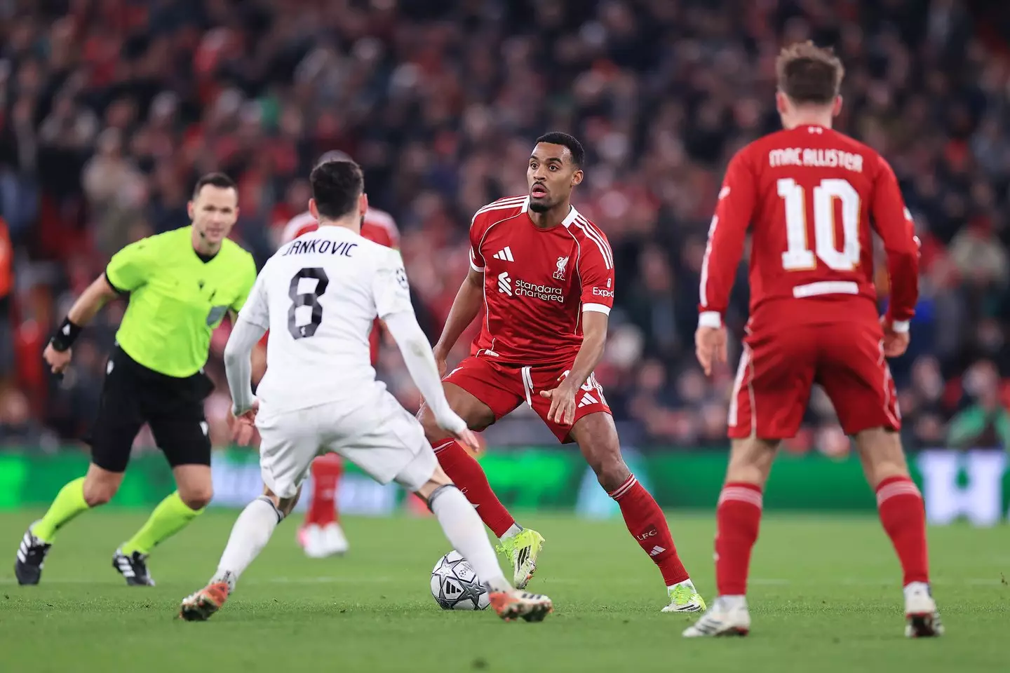 Gravenberch played alongside Van Dijk at centre-back. Image credit: Getty