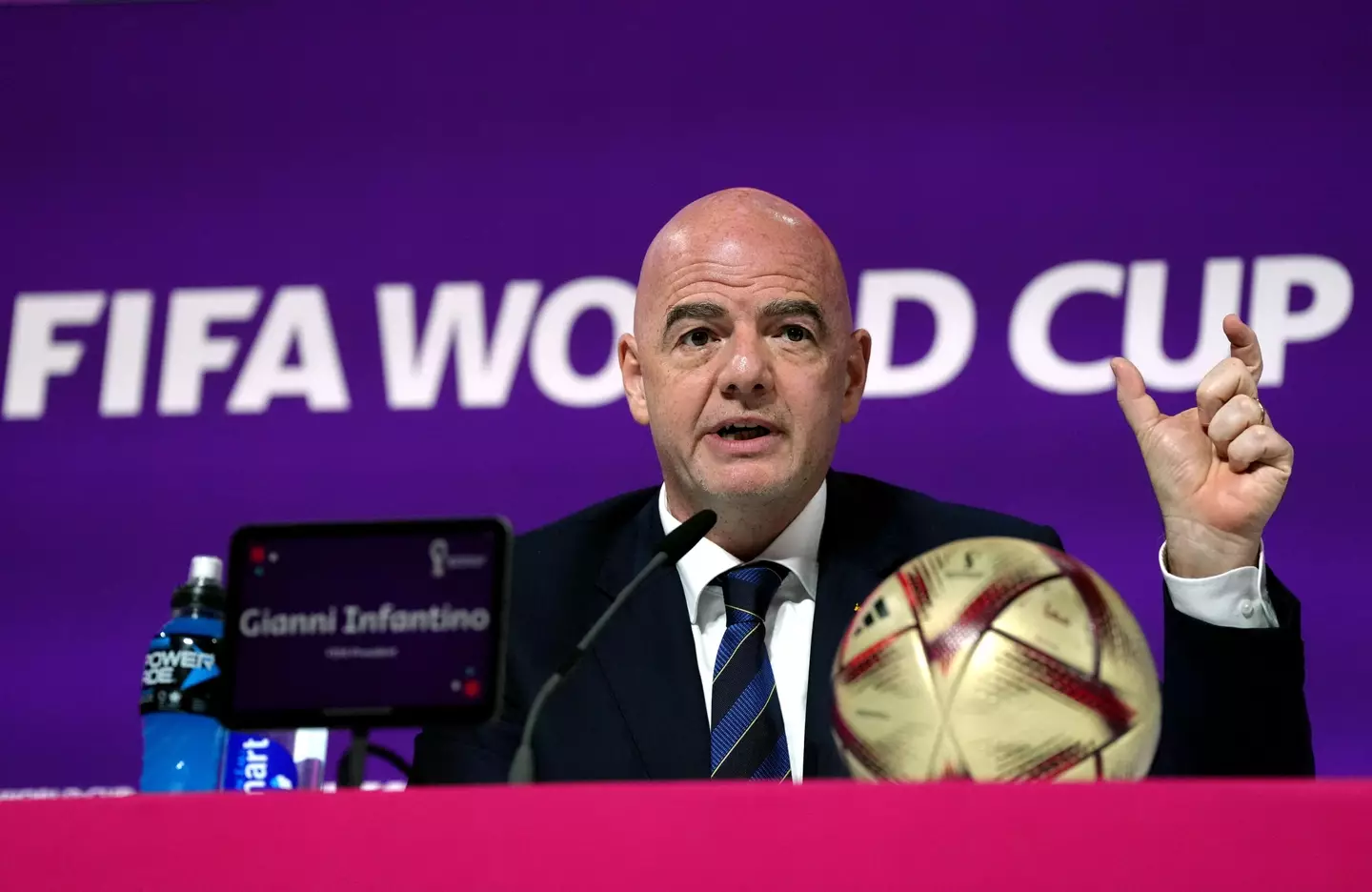 Infantino talking on Friday. Image: Alamy