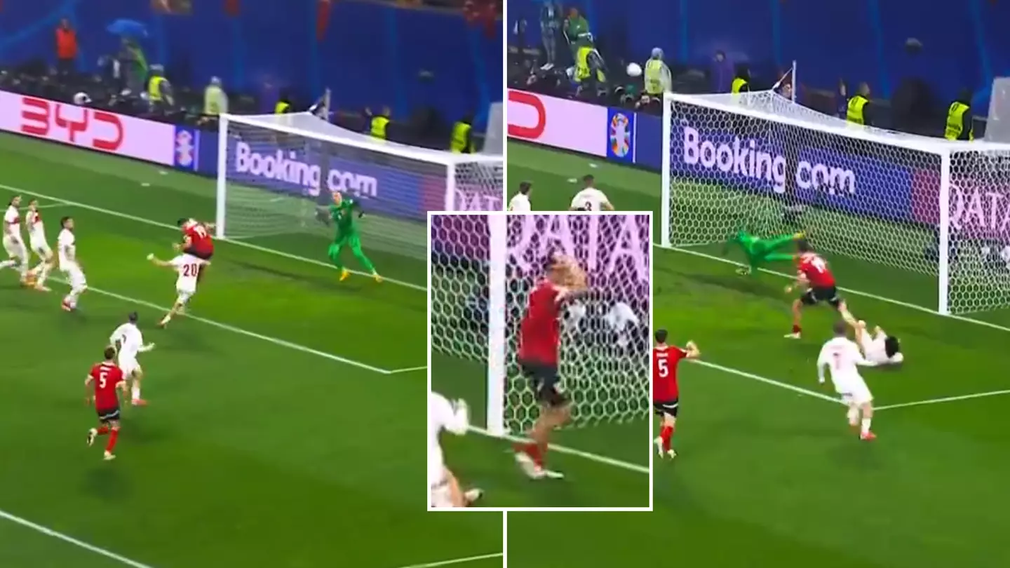 Turkey goalkeeper Mert Gunok makes one of the all-time great saves to deny Austria in the last seconds
