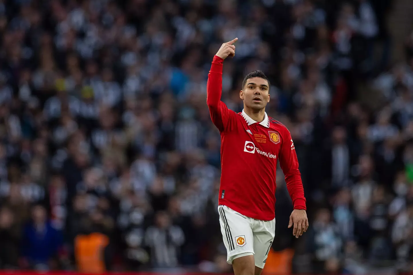 Casemiro in action for Manchester United. Image: PA