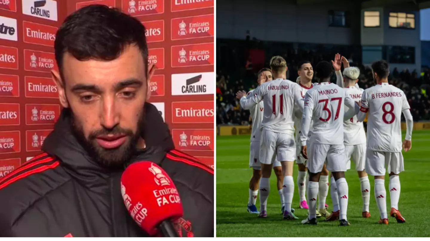 Bruno Fernandes sends four-word message to Kobbie Mainoo after teenager's Newport goal