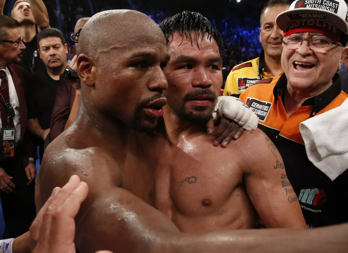 Mayweather and Pacquiao squared off in 2015. Image: Getty