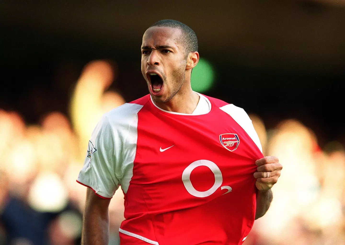 Thierry Henry celebrates scoring a goal for Arsenal. Image: Getty