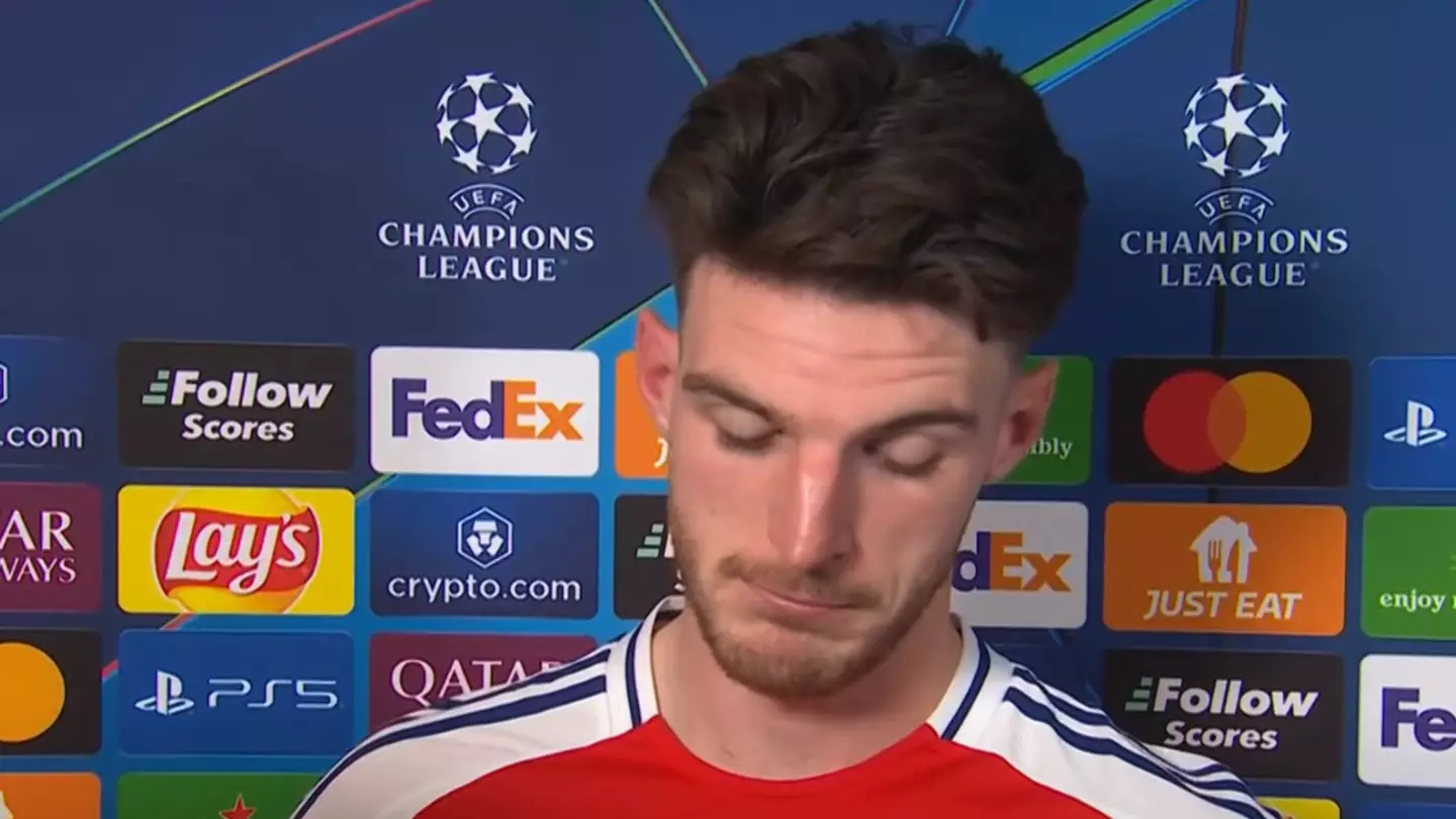 Fans are in total disbelief after seeing what Declan Rice said about Arsenal after being knocked out of the Champions League by PSG
