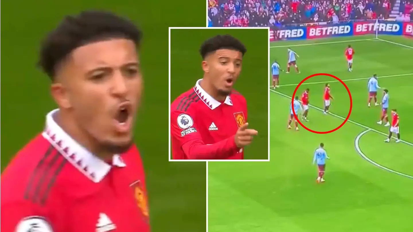 Fans think Jadon Sancho told Bruno Fernandes to 'stop moaning' during Aston Villa game
