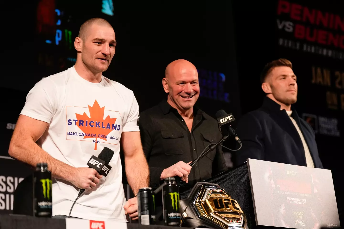 Sean Strickland, Dana White and Dricus du Plessis. (