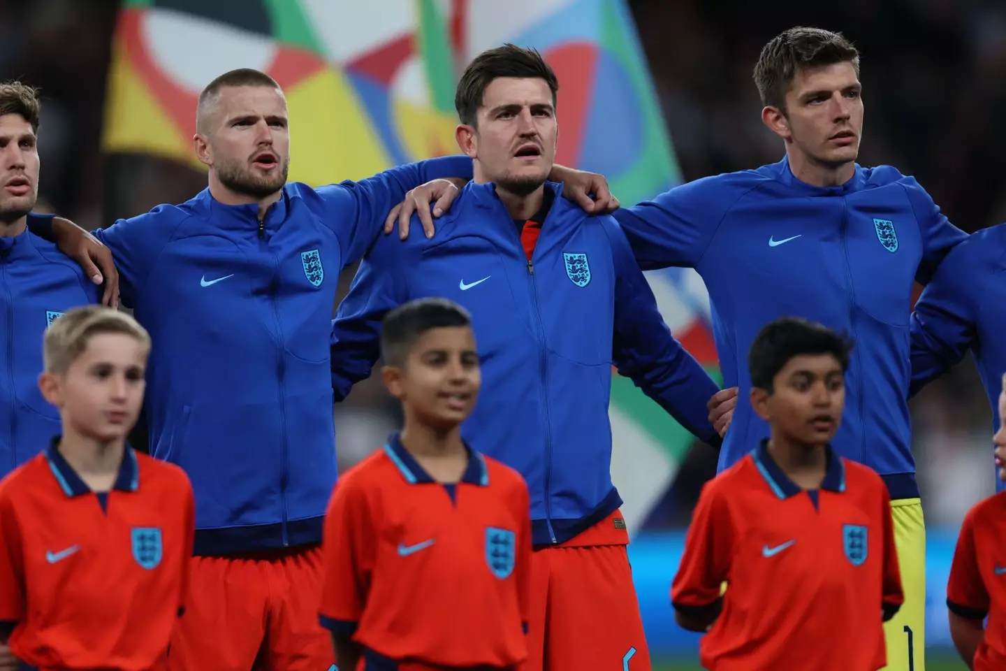Harry Maguire alongside Nick Pope and Eric Dier for England (Alamy)