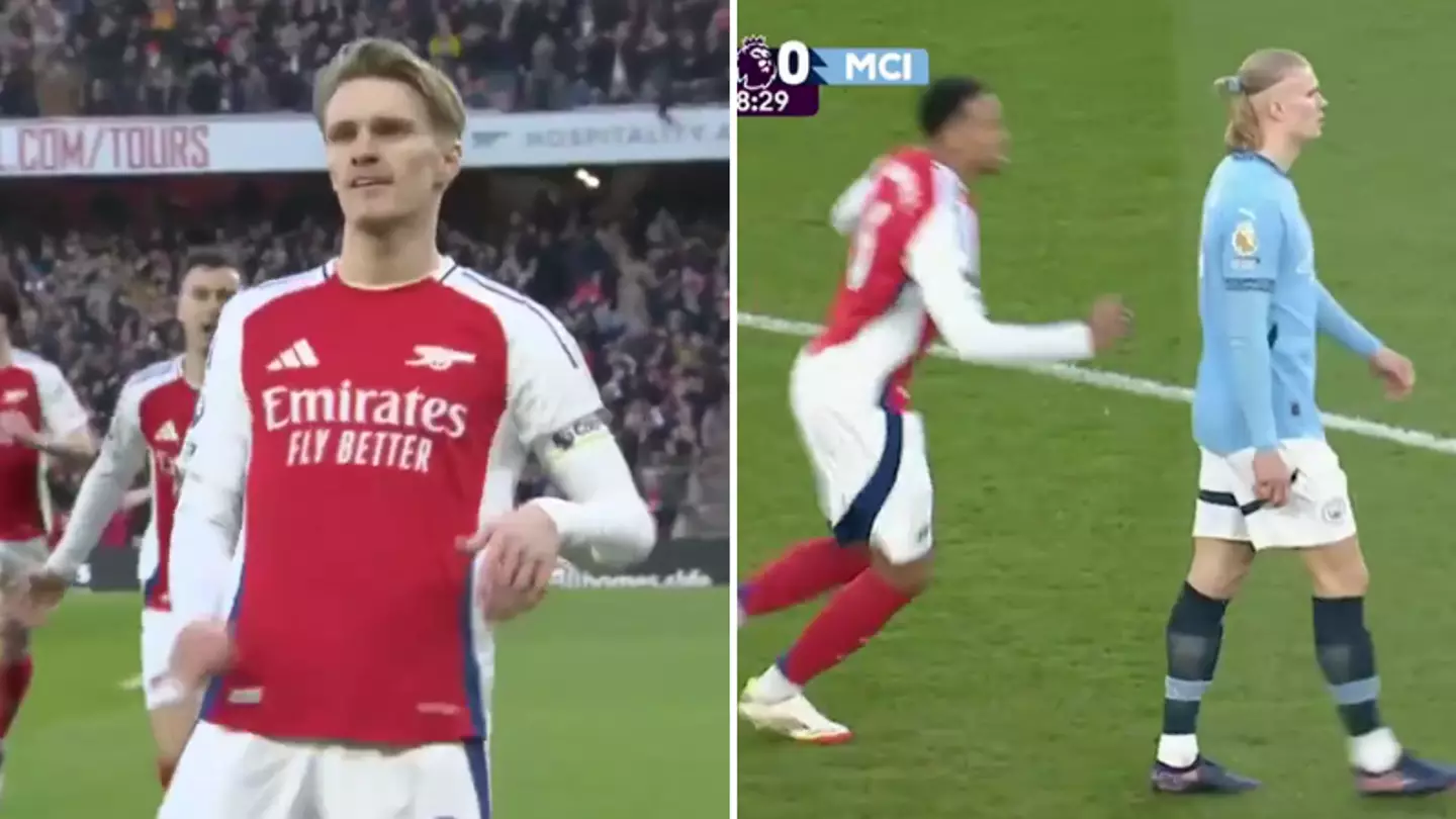 Sky Sports show exactly what happened between Gabriel and Erling Haaland immediately after Martin Odegaard scored