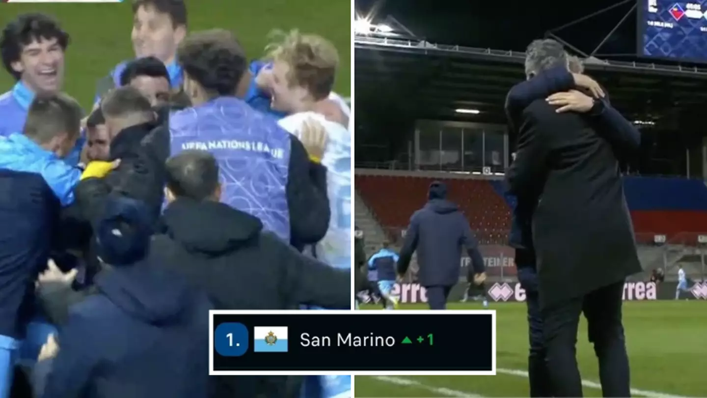 San Marino score three goals in a match for the first time ever as they secure historic Nations League promotion