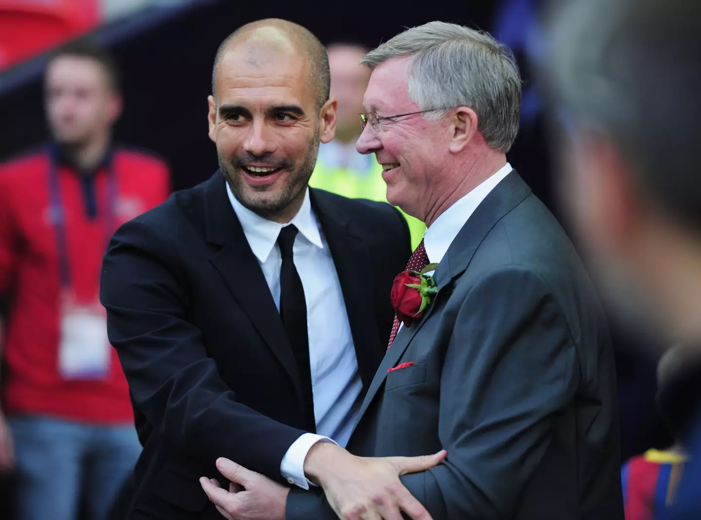 Pep Guardiola and Sir Alex Ferguson. (Image: Getty)