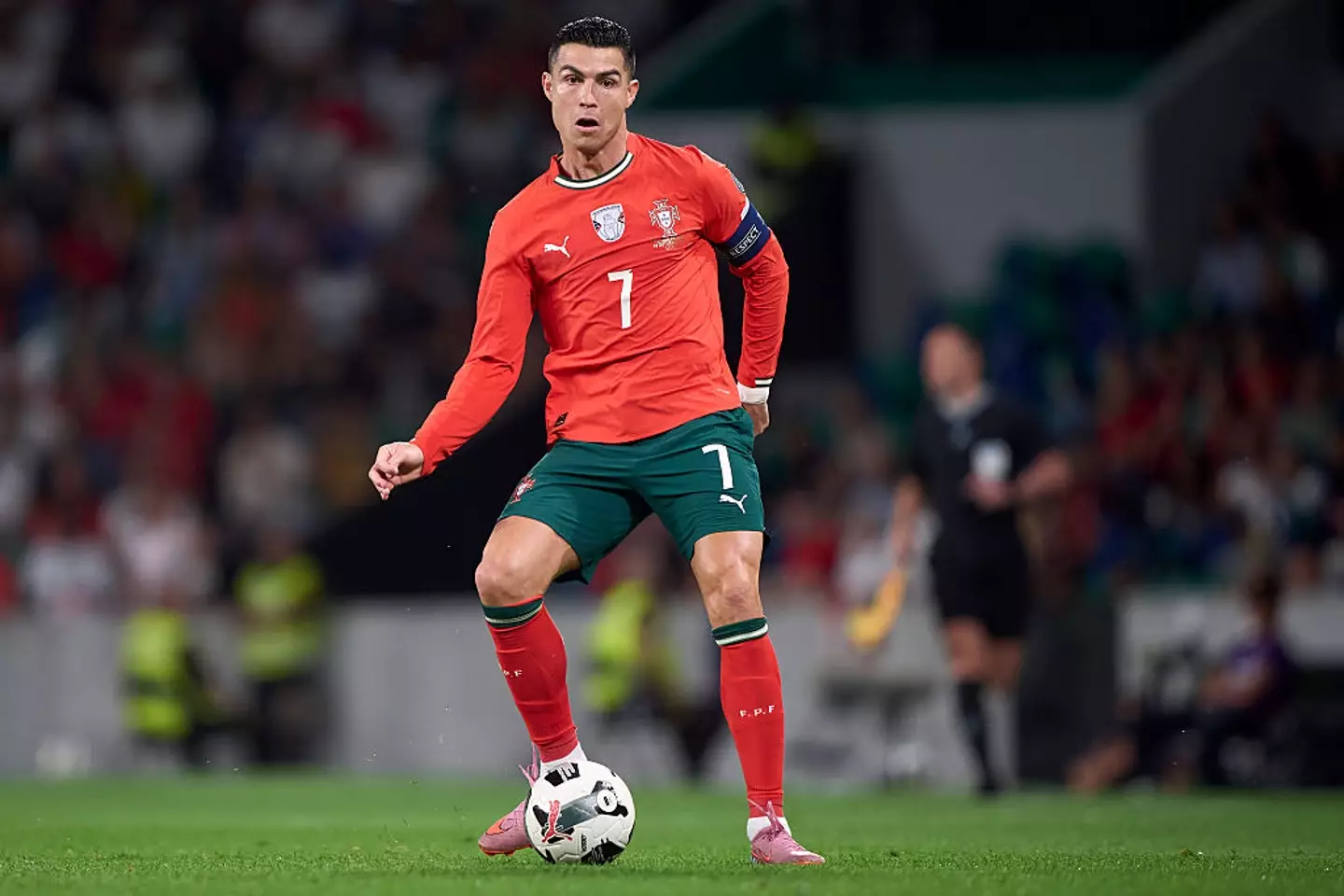 Cristiano Ronaldo in action for Portugal in October (Credit:Getty)