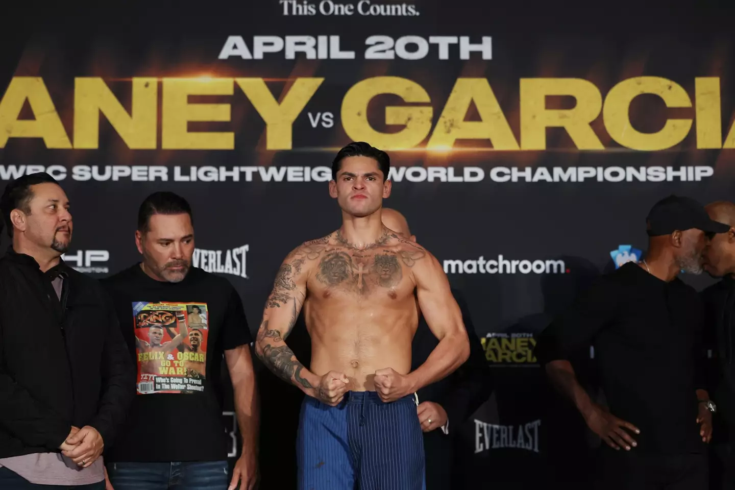 Ryan Garcia at the ceremonial weigh-ins. Image: Getty