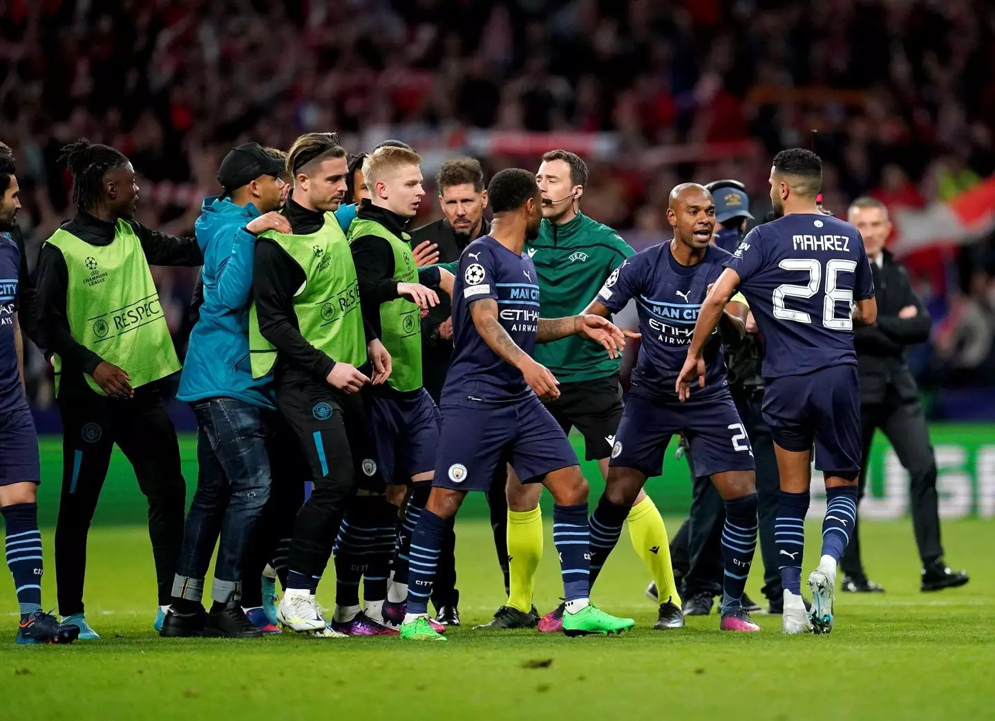 Simeone was literally in the middle of the arguments on Wednesday night. Image: PA Images