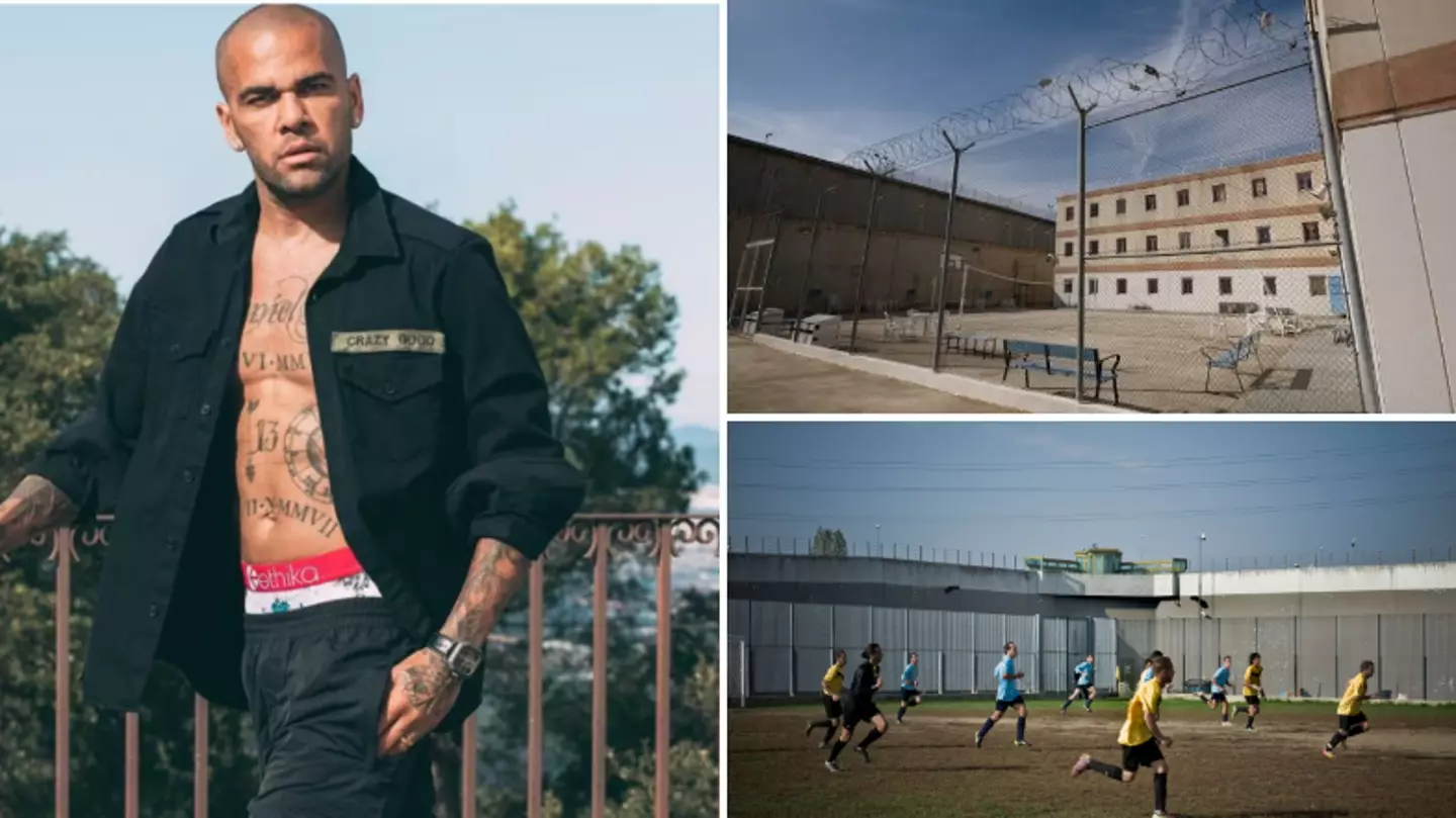 Dani Alves has had his first prison game of football since being arrested in Spain