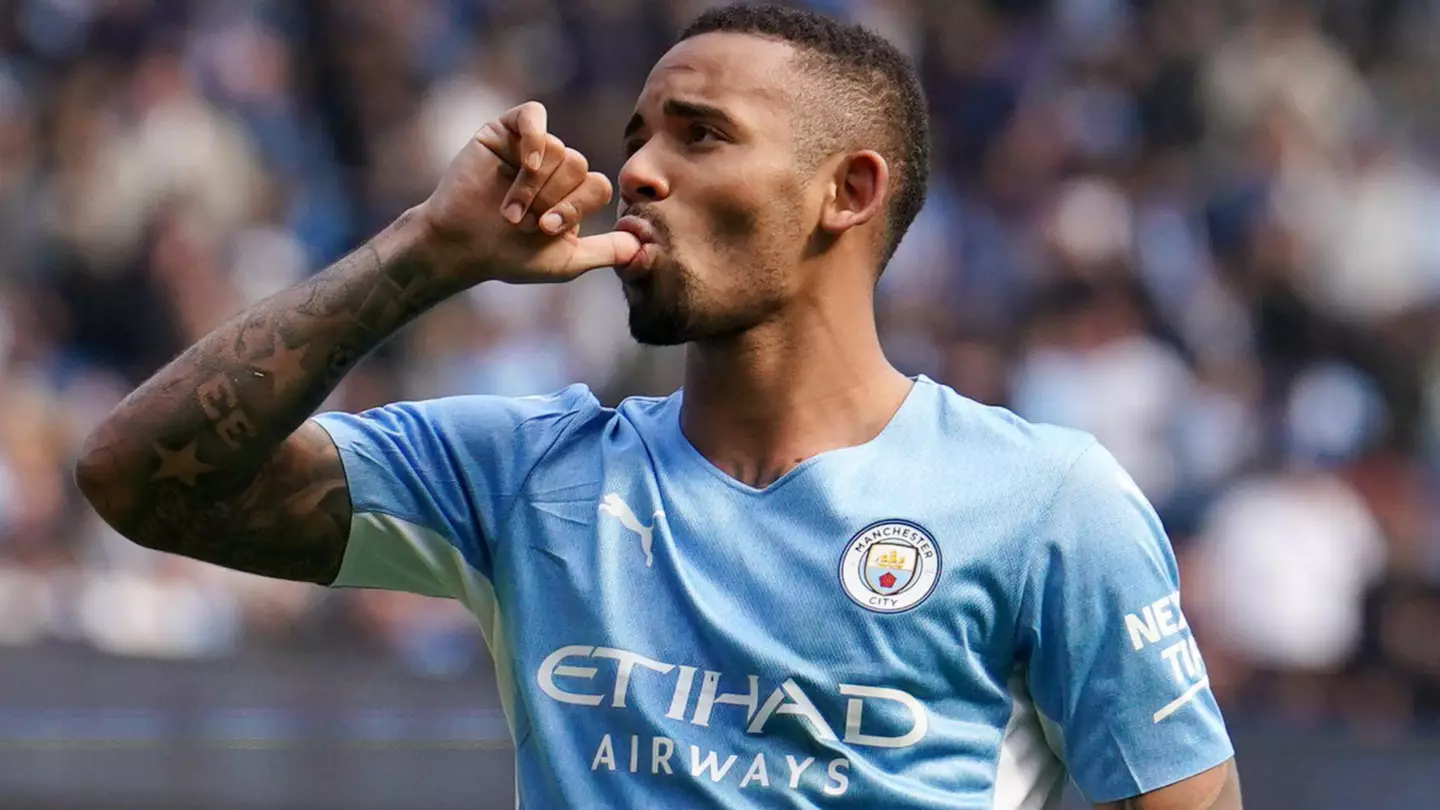 Gabriel Jesus celebrates scoring for Manchester City against Wolves