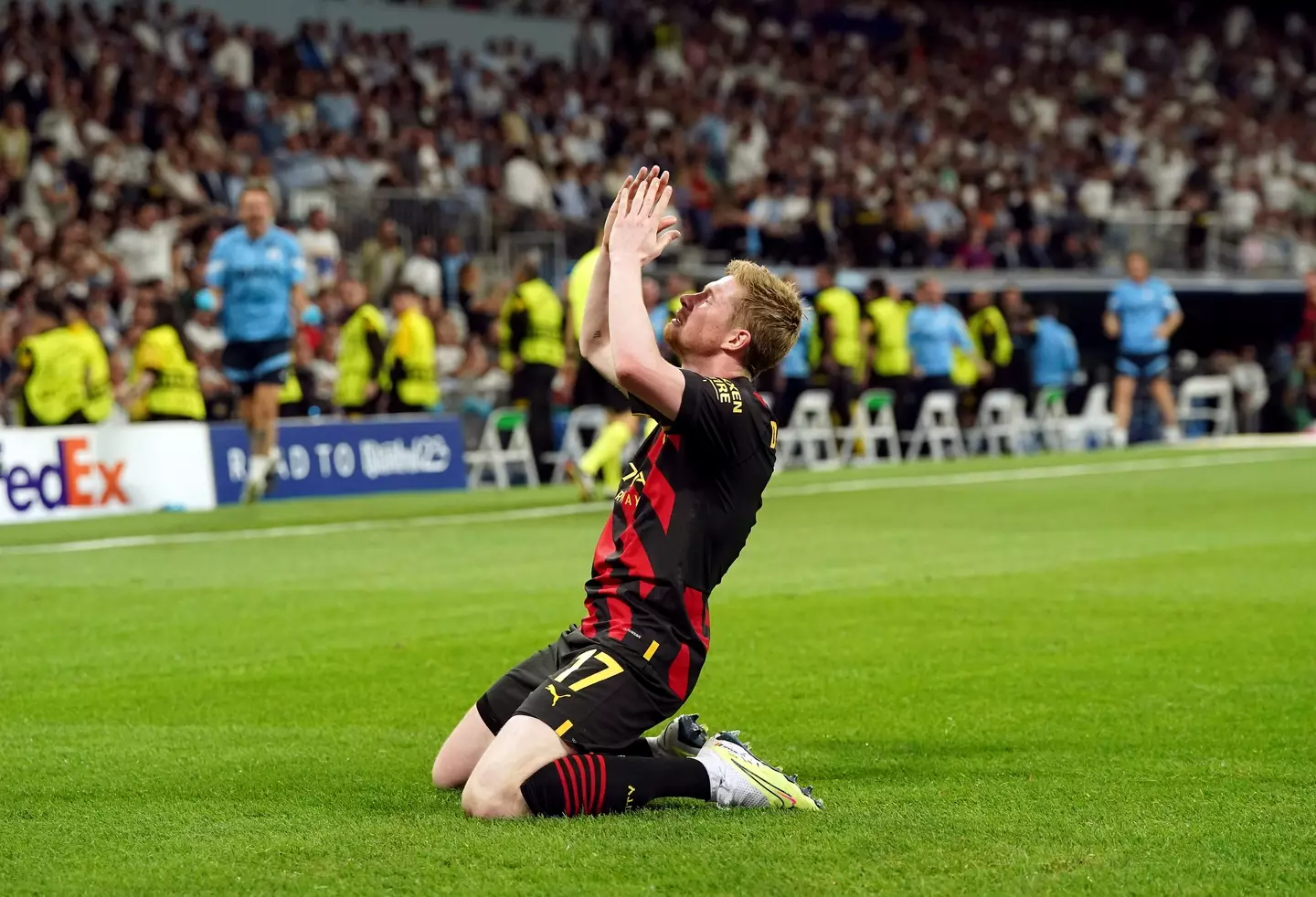 Kevin De Bruyne celebrating against Real Madrid