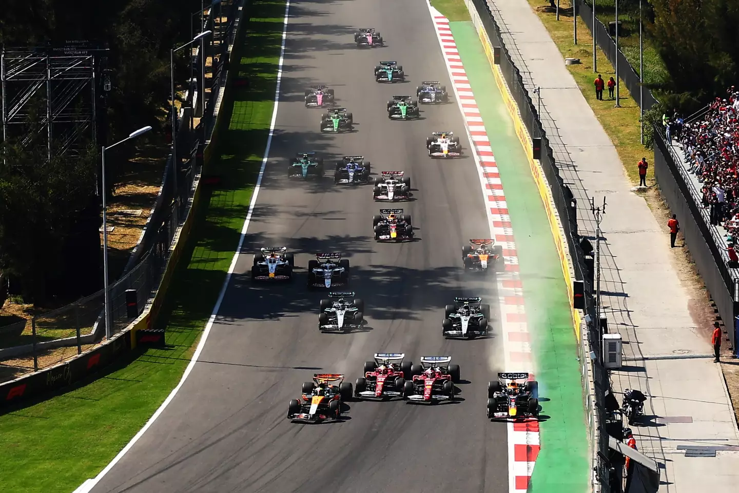 Hamilton and Leclerc made contact at the Mexico Grand Prix. Image: Getty