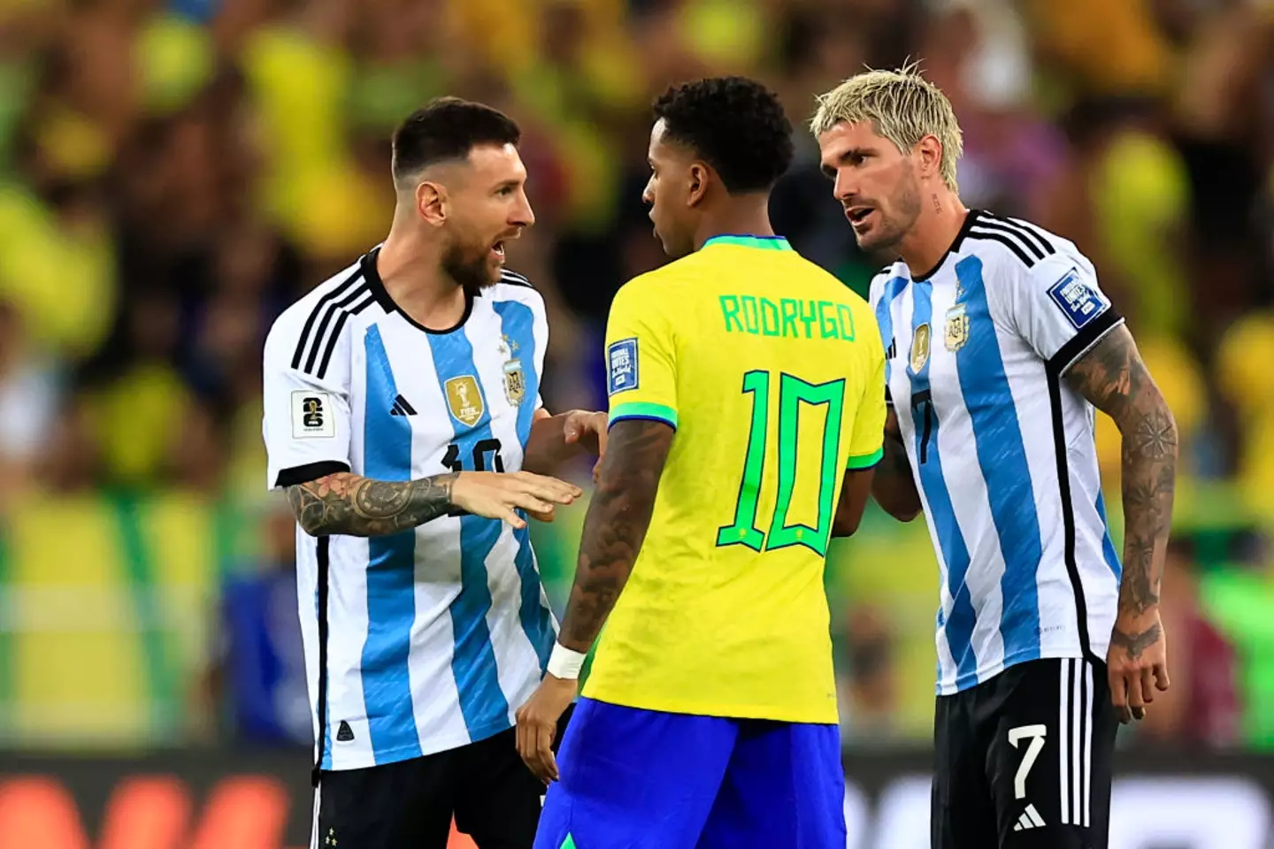 Messi and Rodrygo clashed on international duty (Image: Getty)