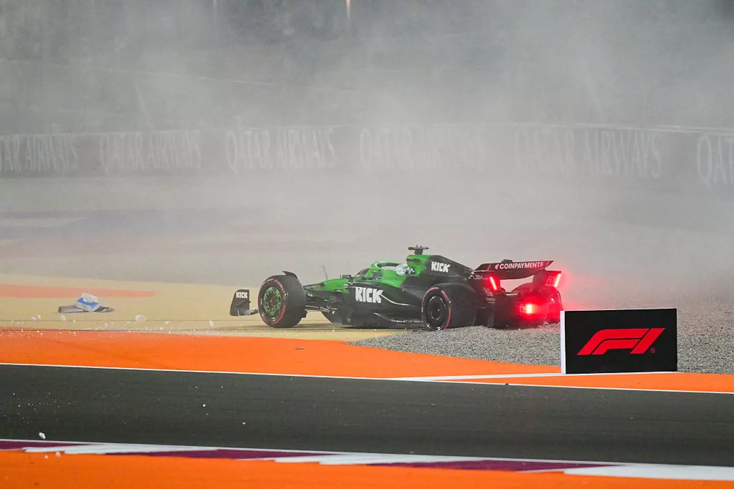 Hulkenberg's crash on lap 7 caused huge drama during the Qatar GP. (Image: Andrej ISAKOVIC / AFP via Getty Images)